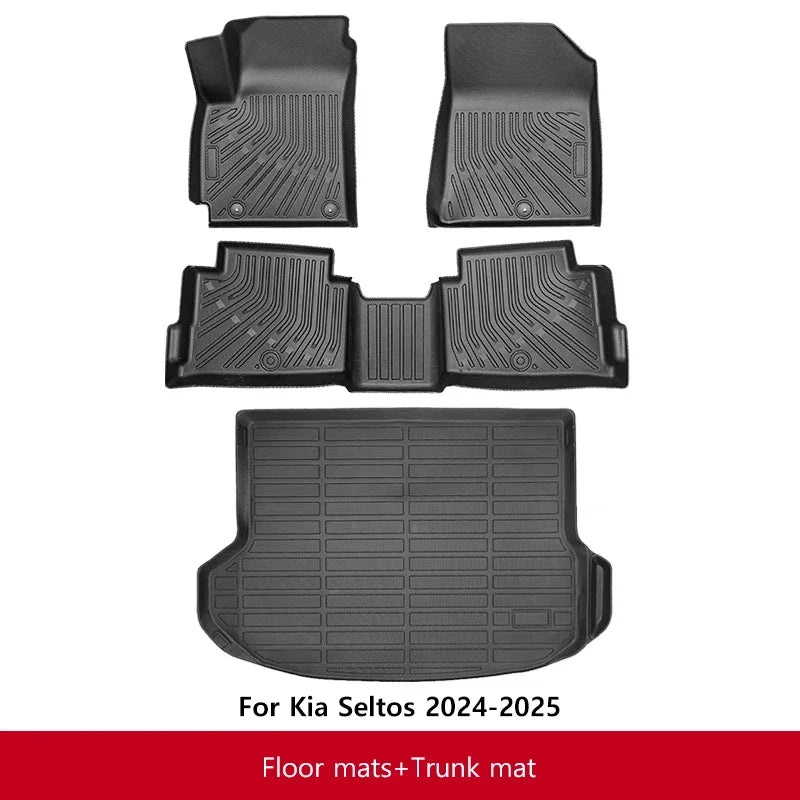 TPE Car Floor Mats for Kia Seltos 2024-2025 All-Weather Waterproof Non-Slip Trunk Protector Left-Hand Drive Car Interior Parts