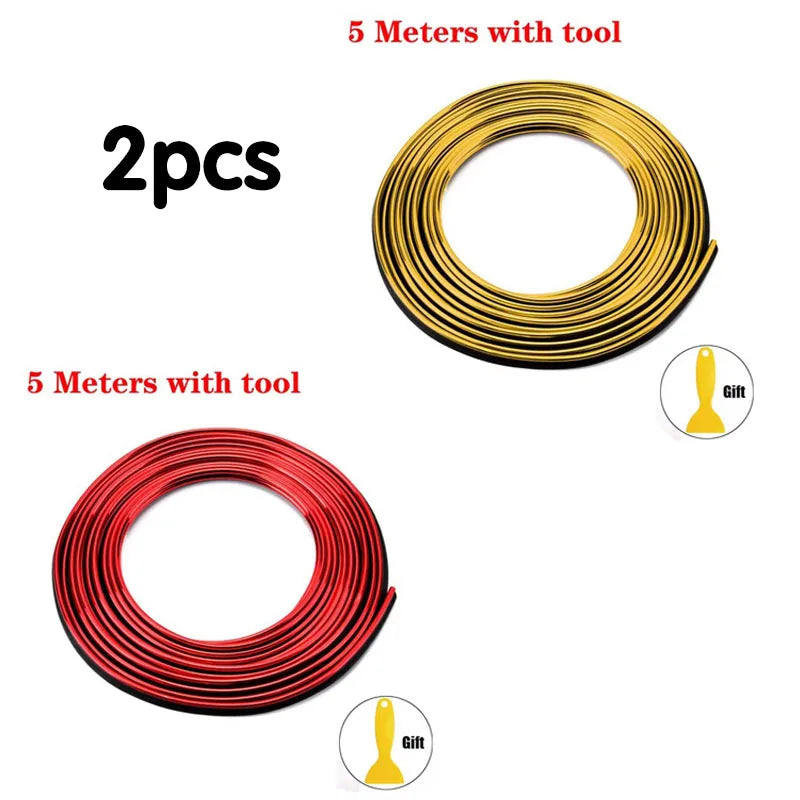 1-5pcs Universal Car Moulding Decoration Flexible Strips 5M Interior Auto Mouldings Car Cover Trim Dashboard Door Car-styling