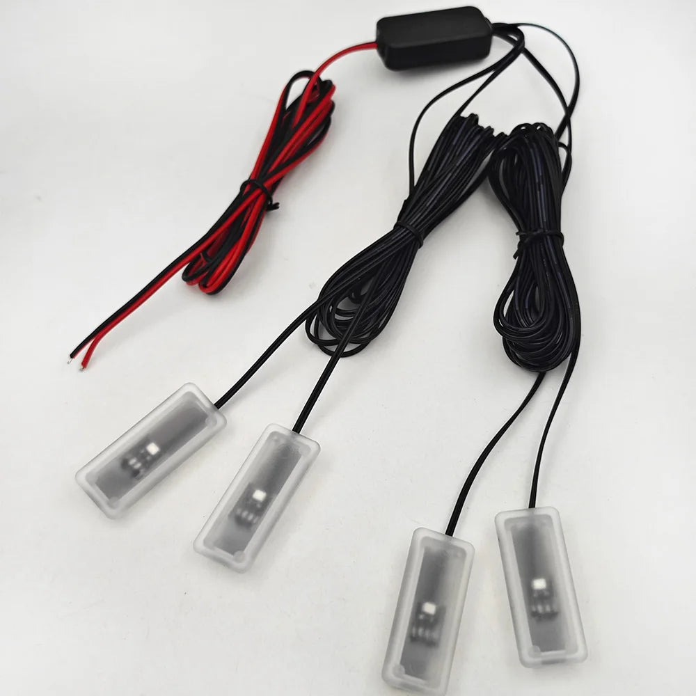 1-4LED ambient light, car interior floor light, connected to ACC power supply 12V RED WHITE 6000K BLUE YELLOW GREEN PINK