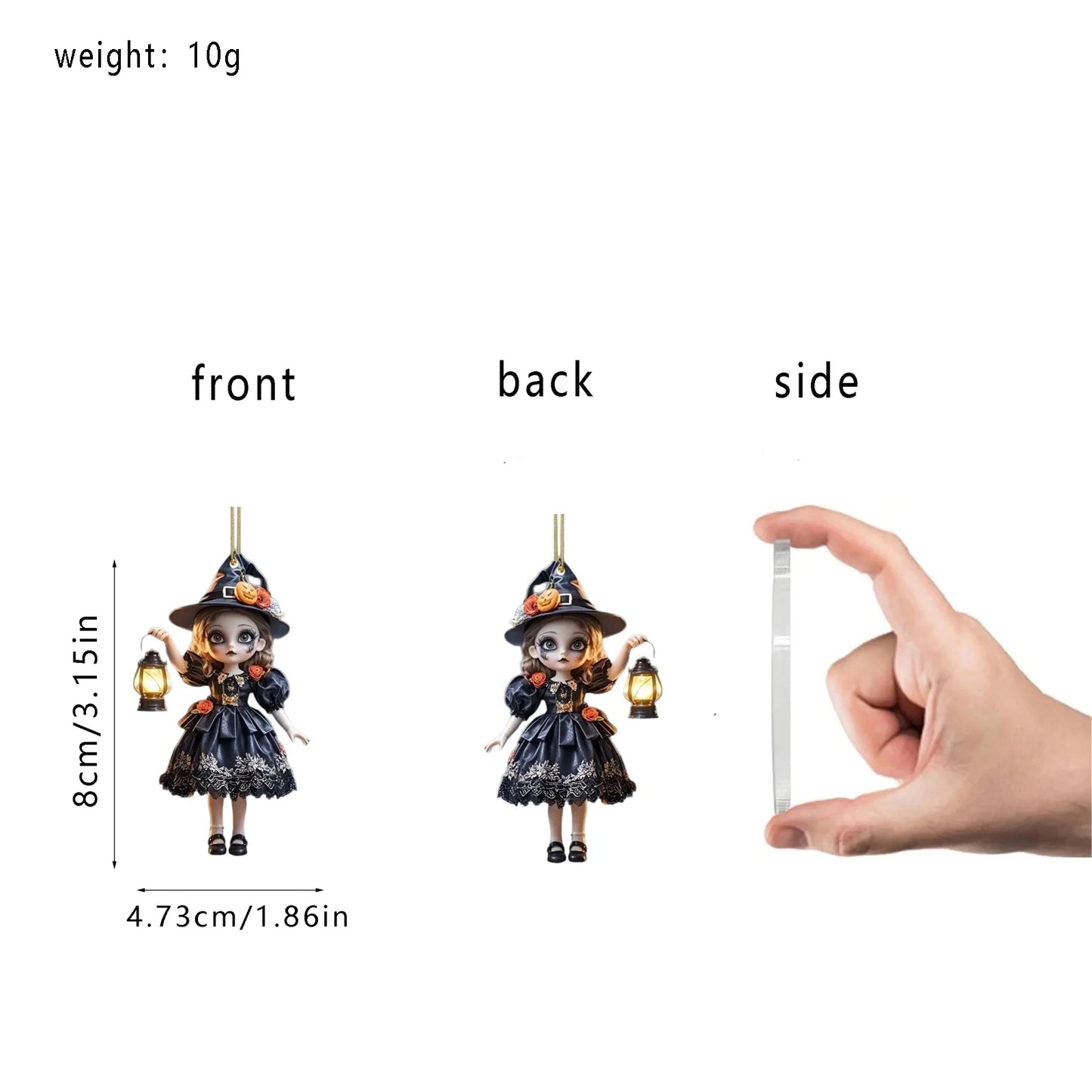 Car Hanging Decorations Witch Pendant Halloween Decoration Spooky Halloween Witch Car Pendant with Pumpkin Lanterns for Rearview