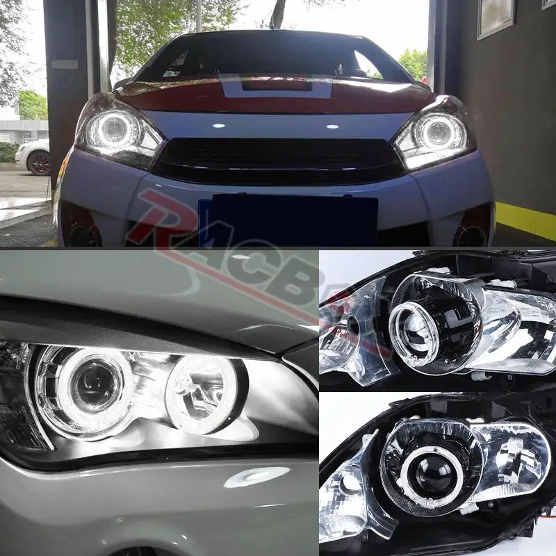 LED Projector Lens 2.5 Inch Bi LED High Low Beam Lights 80mm LED Halo for H4 H7 9005 9006 Car Headlight Bulbs Auto Diodes Turbo