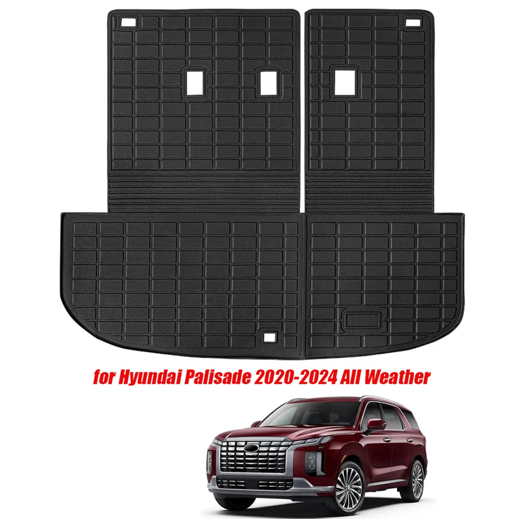 TPE Floor Mats for Hyundai Palisade 2020-2024 All Weather Protection Floor Liner Cargo Liner Trunk Mat With Backrest