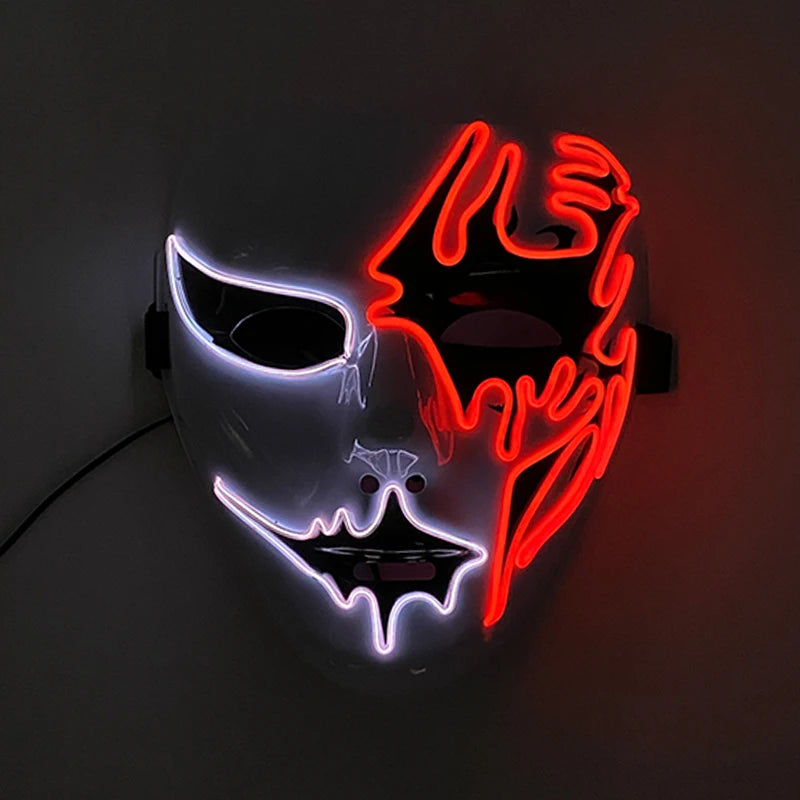 Halloween Carnival Party Costume Decoration Luminous LED Mask Halloween Mask LED Maske Light Up Party Masks for Glow Party