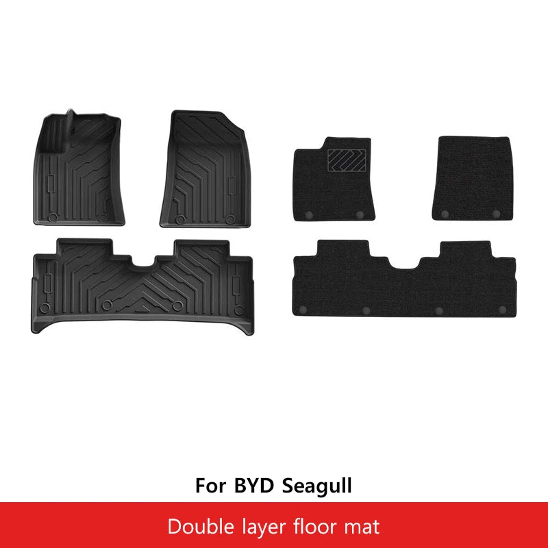 Car Floor Mats For BYD Seagull 2023 - 2024 TPE Trunk Liner Double Layer Foot Carpets Anti - Slip Wear Resistant Protective Pads
