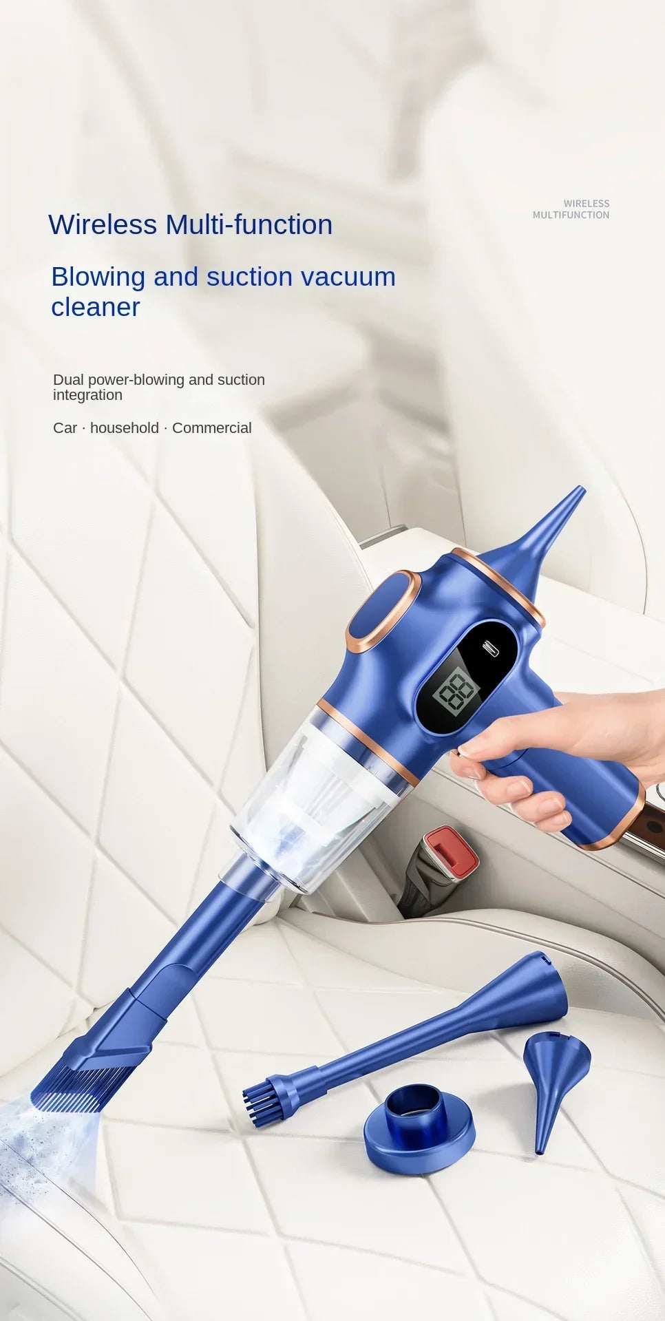 9500000Pa Automobile Vacuum Cleaner 5 in1 Wireless Vacuum Cleaner Car Handheld Strong Dust Collector Car Office Home Appliances