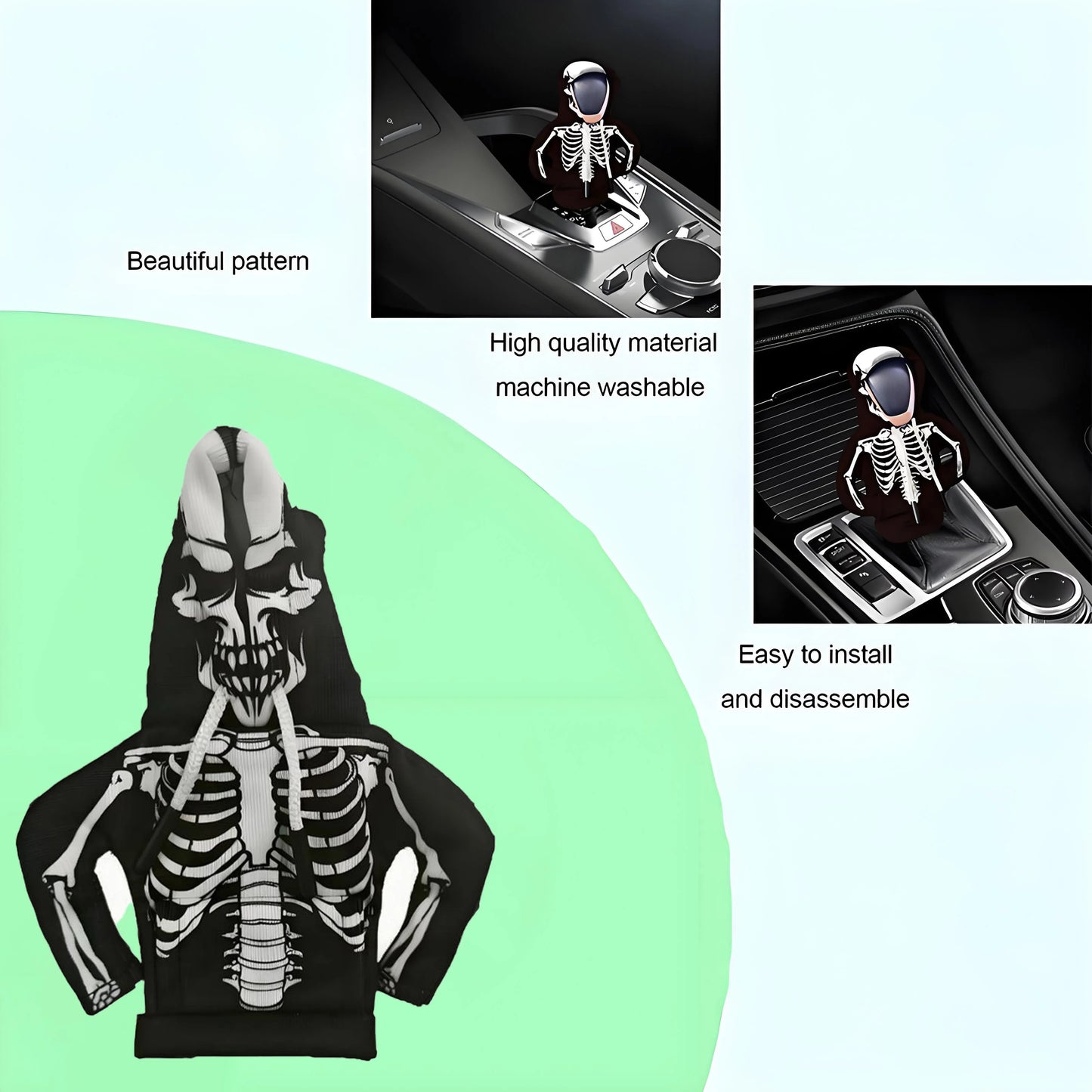 Gear Shift Halloween Style Hoodie Cover Shift Cover Car Gear Handle Decoration Fits Manual Auto Universal Lever Interior Decor
