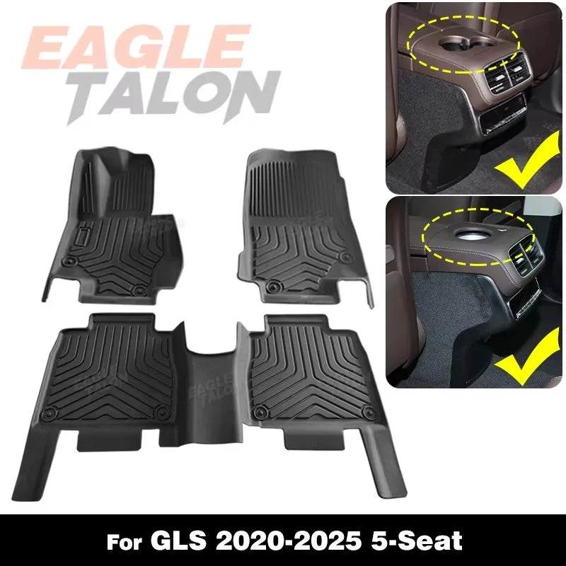 For Mercedes-Benz GLS 2020-2025 2024 2023 2022 2021 All-Weather TPE Car Floor Mat Carpet Cover Interior Protector Accessories