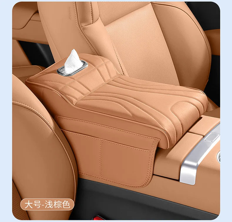 Car Armrest Box Height Increase Pad with Storage Bag Car Leather Protective Cover for jaecoo j7 JETOUR T2 Haval H9 2rd 2024 2025