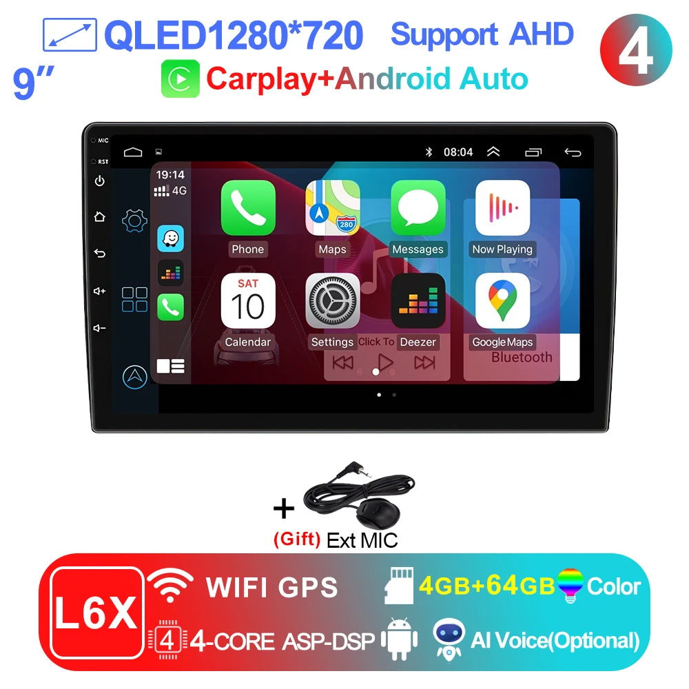 LEHX Universal 9/10 inch Wireless Carplay 2din Android 15 Car Radio Multimedia Video Player AutoRadio GPS Navigation 4G WiFi