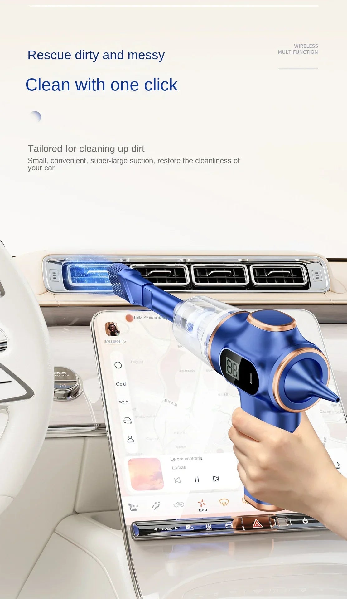 9500000Pa Automobile Vacuum Cleaner 5 in1 Wireless Vacuum Cleaner Car Handheld Strong Dust Collector Car Office Home Appliances