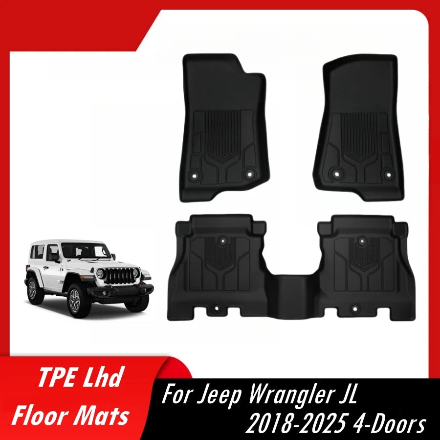 TPE Lhd Floor Mats for Jeep Wrangler JL 2018-2025 4-Doors Waterproof Non-Slip All Weather Protection JL Floor Liner
