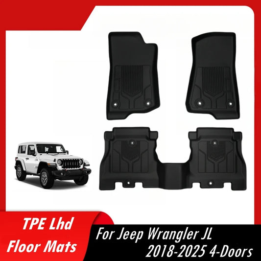 TPE Lhd Floor Mats for Jeep Wrangler JL 2018-2025 4-Doors Waterproof Non-Slip All Weather Protection JL Floor Liner