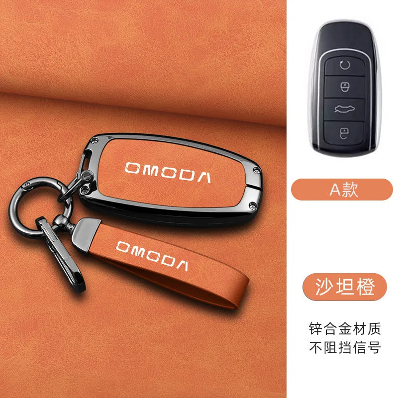 Car Zinc Alloy Leather Key Case Cover Holder For Chery Jaecoo Tigo 7 8 Pro Max Omoda C5 Tigo 7 8 Plus Arrizo 5 Plus Car Styling