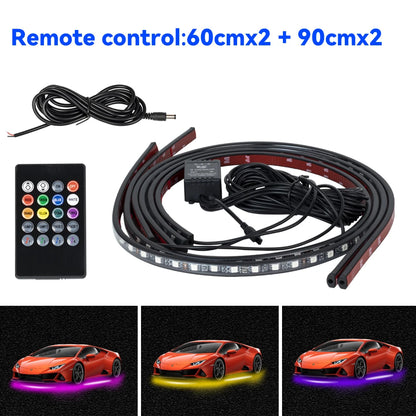 Universal Car Chassis Flexible LED Strip Light Remote /APP Control RGB Neon Light Ambient Atmosphere Lamp Auto Accessories Kit