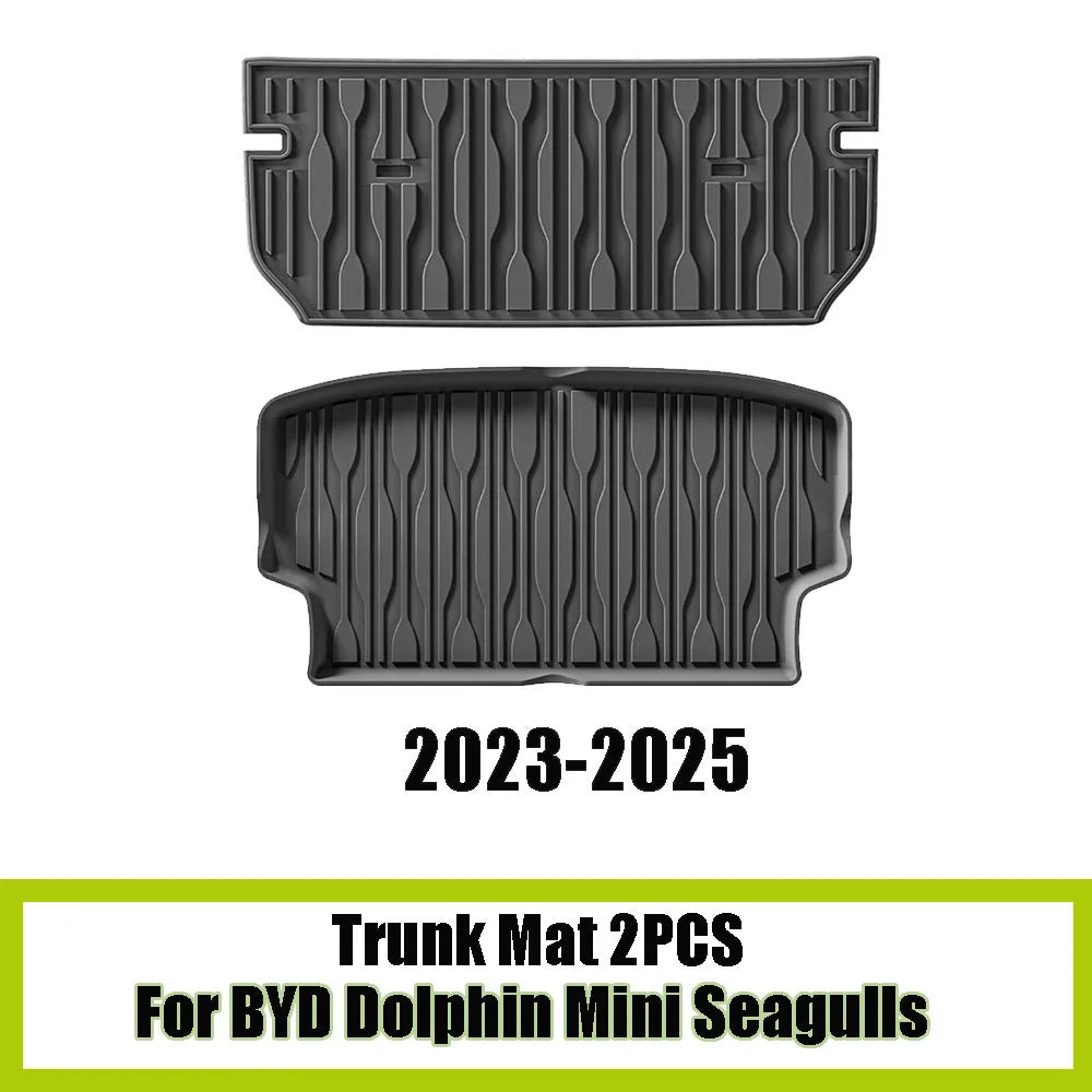 TPE Floor Mats For BYD Dolphin Mini Seagulls 2024 2025 Trunk Mats Waterproof Non-slip Carpet Back Seat Protector Boot Liner Tray