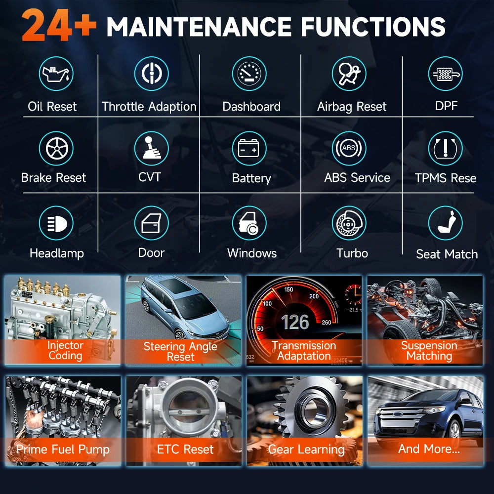 Foxwell GT60 OBD2 Automotive Scanner Biretional Control All System Car Code Reader EPB A/F 24 Reset ODB 2 Car Diagnostic Tool