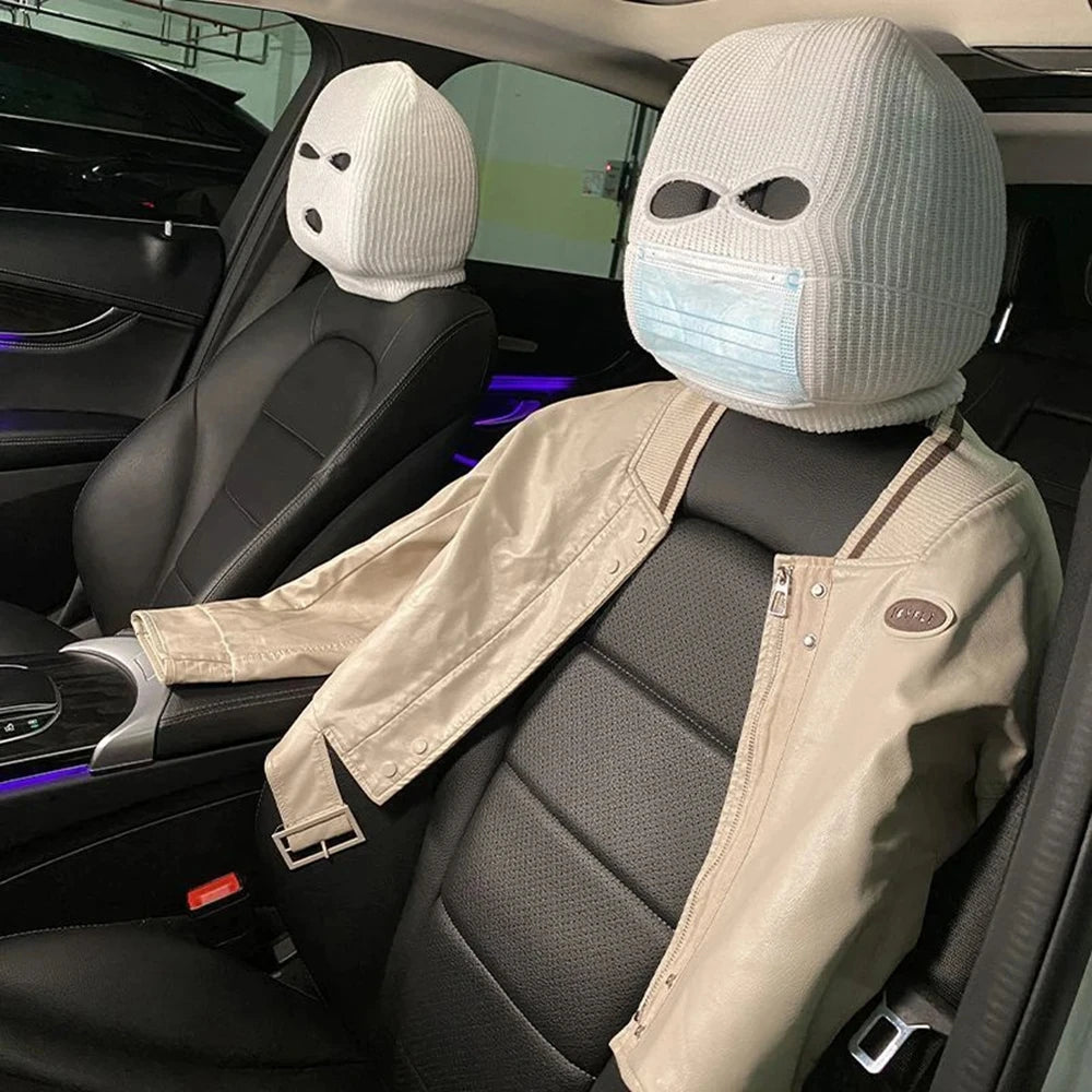 Halloween Funny Car Decoration Universal Car Headrest Cover Decoration Three Hole Headrest Cover Funny Car Seat Headcover