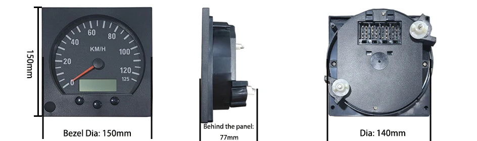 ELING Newest Universal 140mm Diameter Truck Speedometer Odometer 0-125km/h With Backlight 9-36V