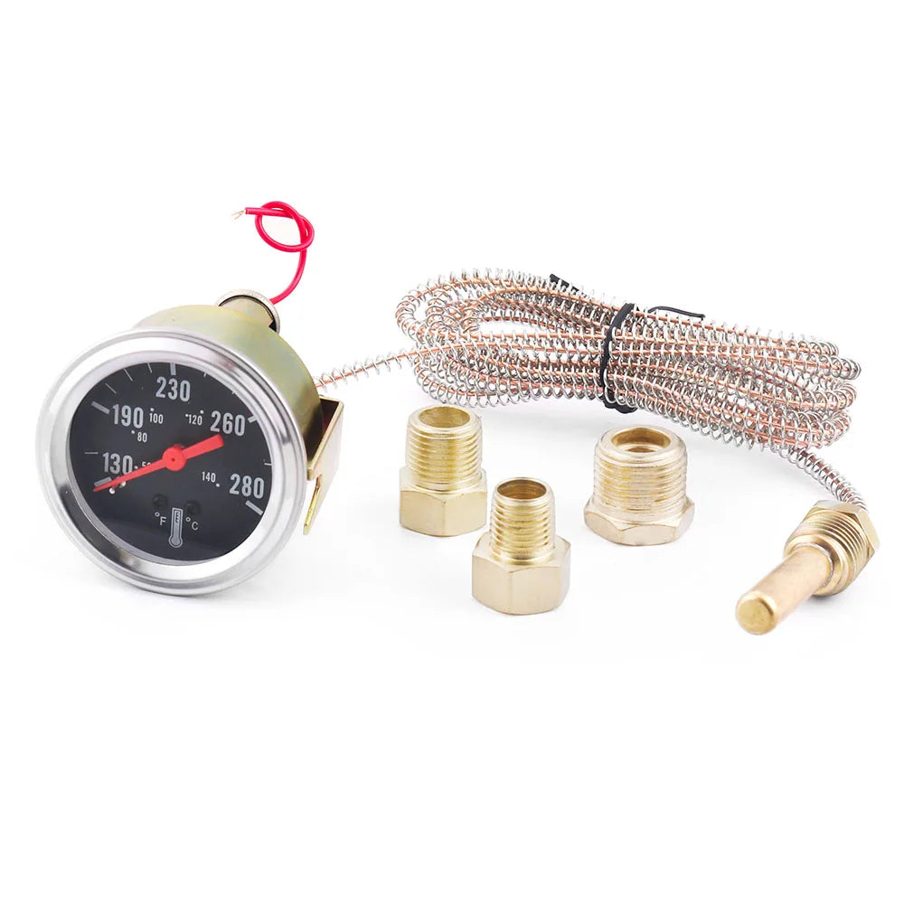 2" 52MM Mechanical 12V Water Temp Gauge 50-140℃/130-280℉ Water Temperature Gauge Car Meter With Sensor NPT 1/2, NPT 1/4,NPT 3/8