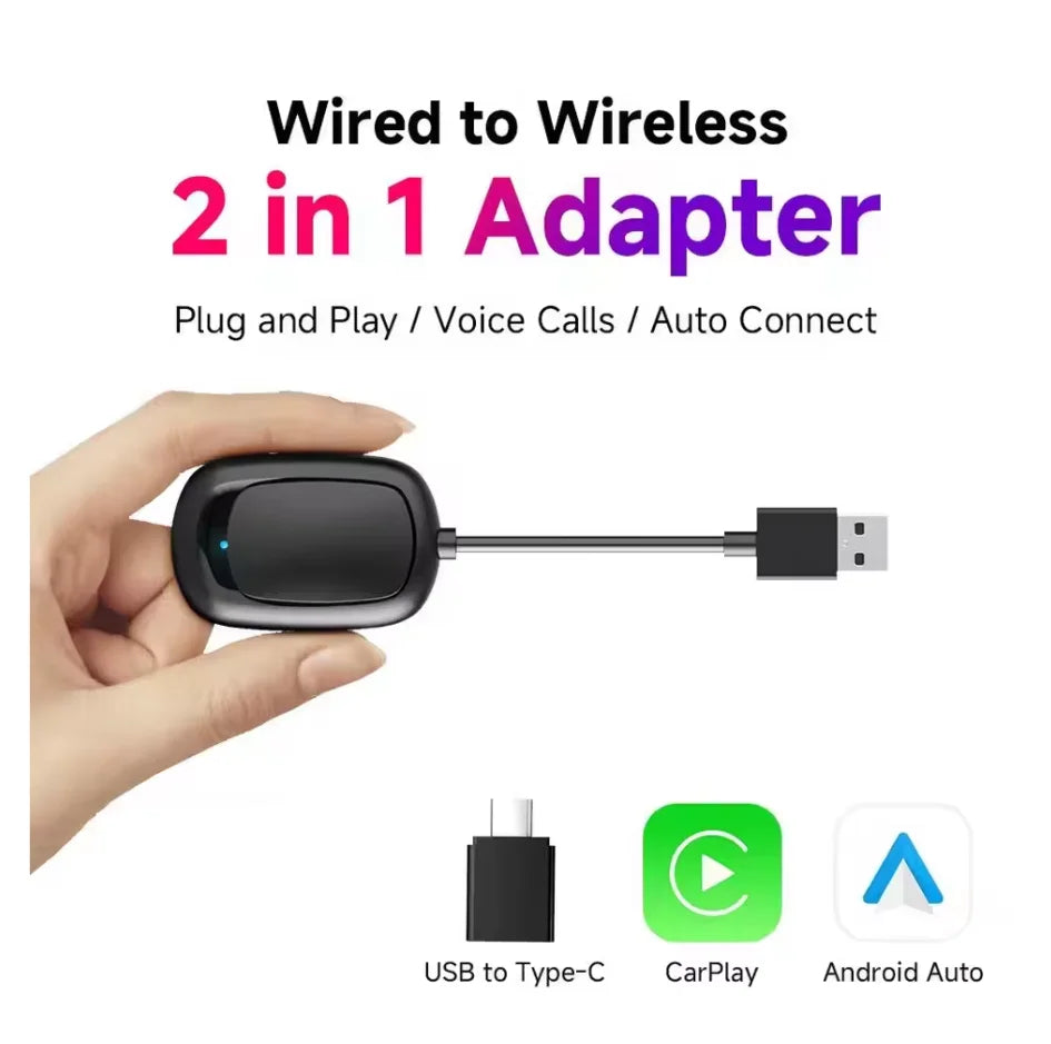 Xiaomi 2025 New! 2-in-1 Mini Wireless Adapter Seamlessly Enable Carplay & Android Auto Plug & Play For Most Vehicle Models