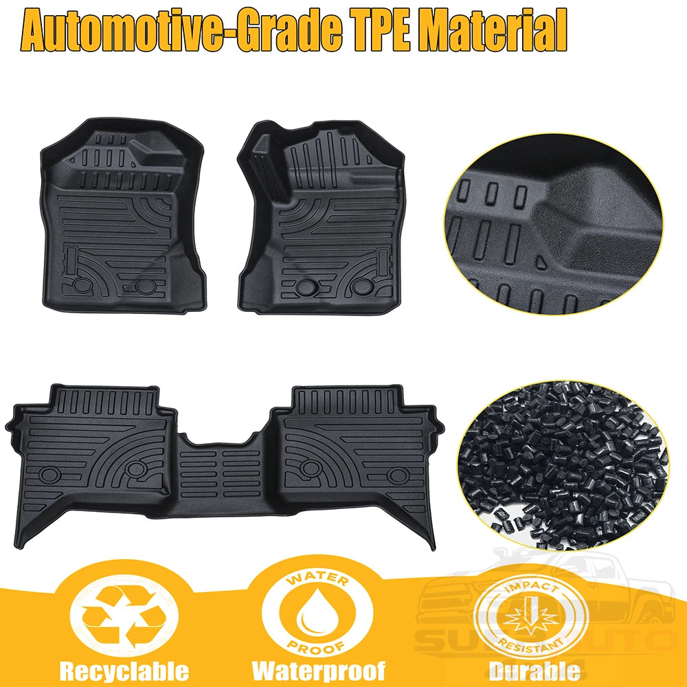 3D TPE Floor Mats for Ford Ranger Next Gen 2023 2024 Wildtrak XLT XLS XL Raptor Anti-Slip Waterproof Interior Accessories