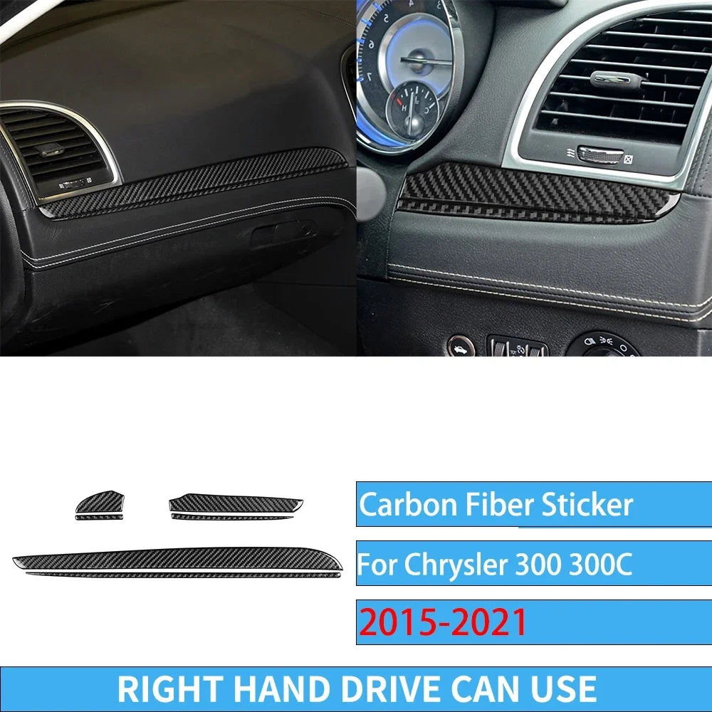 For Chrysler 300 300C 2015-2021 Carbon Fiber Center Console Dashboard Panel Interior Cover Stickers Auto Trim Car Accessories