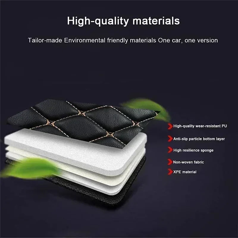 Leather Car Floor Mats For Seat Leon MK3 2012 2013 2014 2015 2016 2017 2018 2019 2020 All Weather Waterproof Car Floor Mats