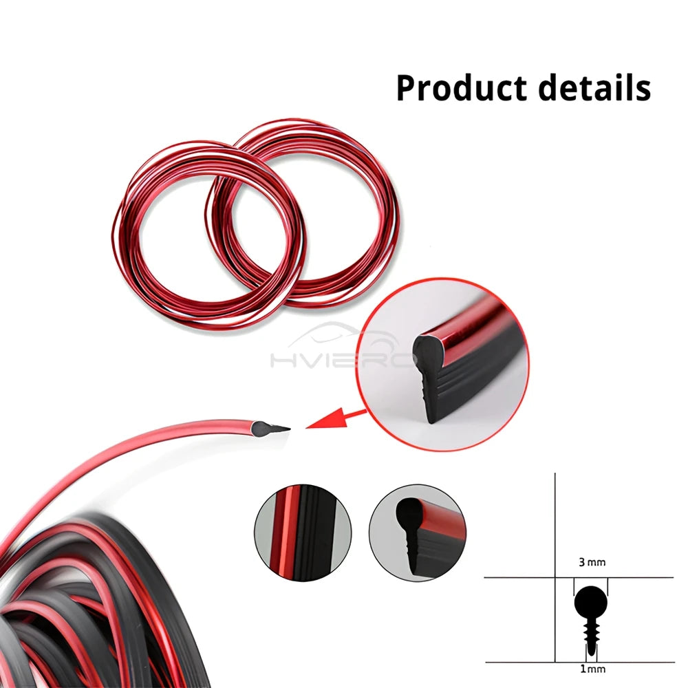 Car Universal Trims Strip 5M Tape Interior Modelling Line Flexible Wheel Modified Center Control Instrument Panel Chrome Glitter