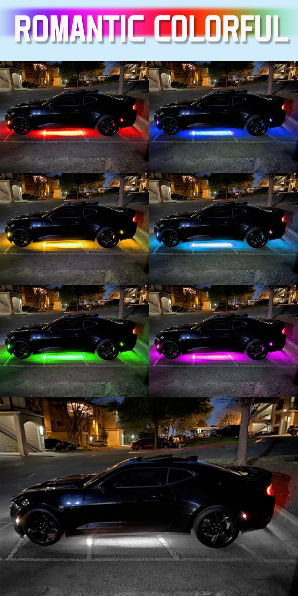 Universal Car Chassis Flexible LED Strip Light Remote /APP Control RGB Neon Light Ambient Atmosphere Lamp Auto Accessories Kit