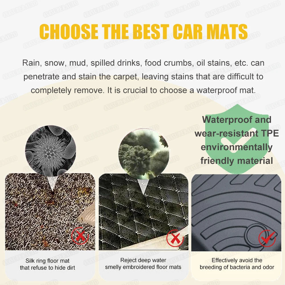 3D TPE Floor Car Floor Mats for Ford Ranger 2012-2021 T6 T7 T8 PX PX2 PX3 Wildtrak XLT Xl Double Cab PICKUP 4X4 Car Accessories