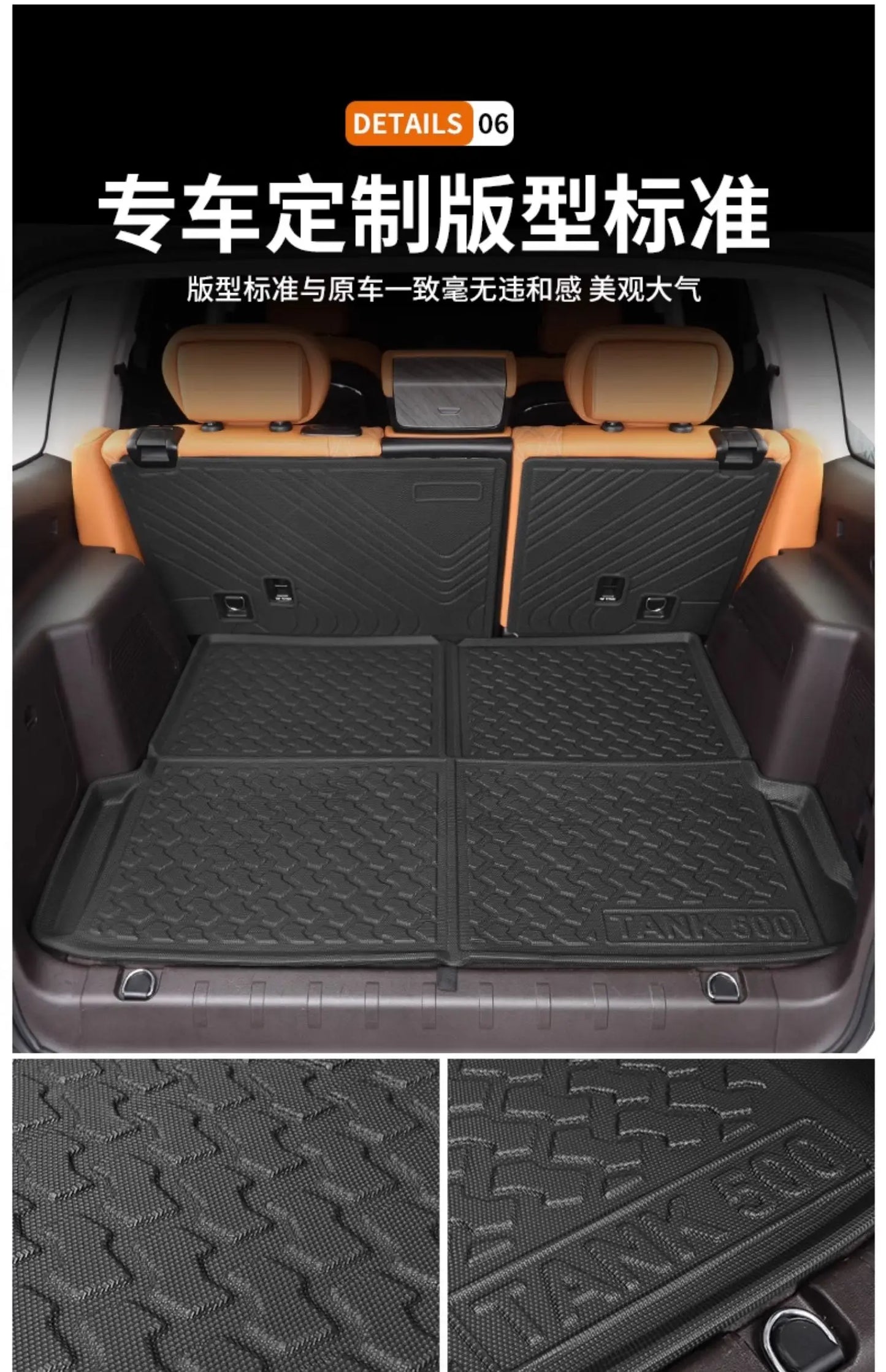 Rear Trunk Mats TPE Waterproof Cargo Liner Boot Lugguage Protective Pad For Great Wall Tank 500 Hi4-T Interior Accessories