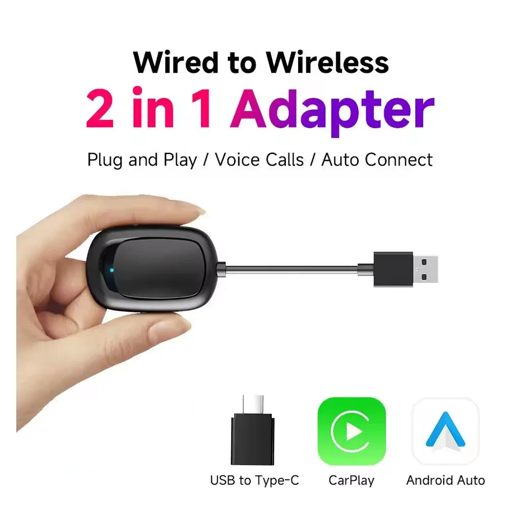 Xiaomi 2025 New! 2-in-1 Mini Wireless Adapter Seamlessly Enable Carplay & Android Auto Plug & Play For Most Vehicle Models