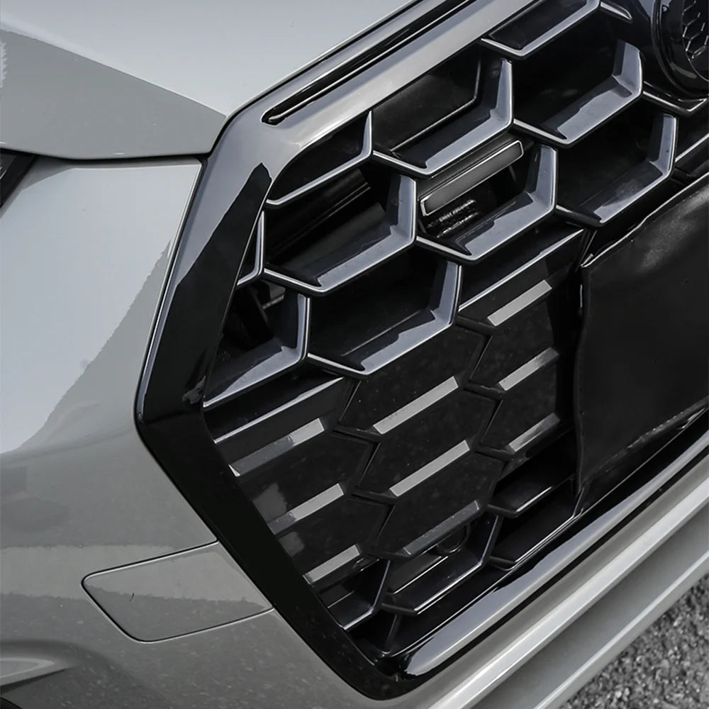 Front Bumper Grille Trim For Audi A5 S5 2020 2021 2022 2023 Black / Carbon Look Racing Radiator Grill Strip Cover