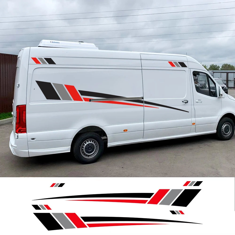Car Body Side Stickers Graphics Stripes Decor Decal Universal for Van Motorhome RV Camper Cargo Panel Auto Tuning Accessories