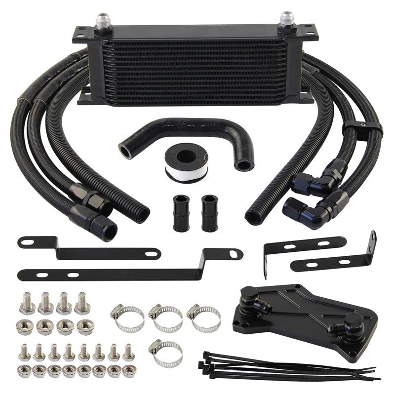 14 Row AN8 Oil Cooler Kit For VW Audi VAG Golf GTI /R MK7 DQ381 DQ380 DQ500 7DSG 2.0 TSI Engine Aluminum