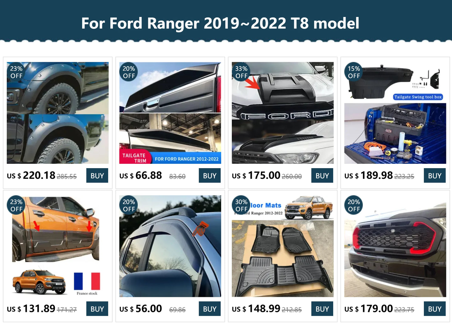 3D TPE Car Floor Mats Floor Liners for Ford Ranger Raptor 2018 2019 2020 2021 2022 Waterproof High Edge Mat 4x4 Car Accessories