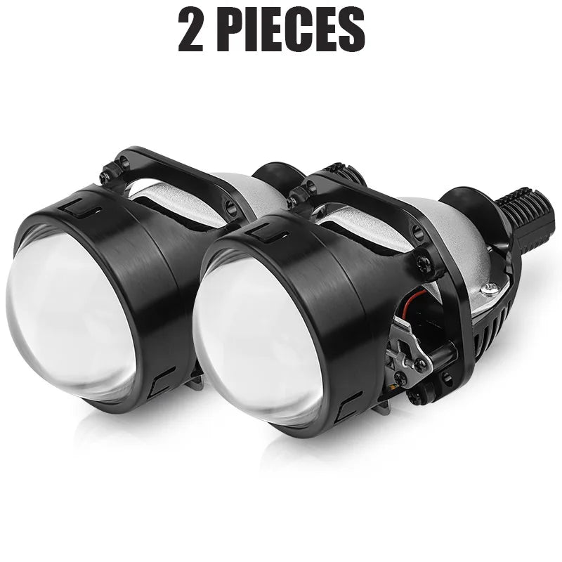LED Projector Lens 2.5 Inch Bi LED High Low Beam Lights 80mm LED Halo for H4 H7 9005 9006 Car Headlight Bulbs Auto Diodes Turbo
