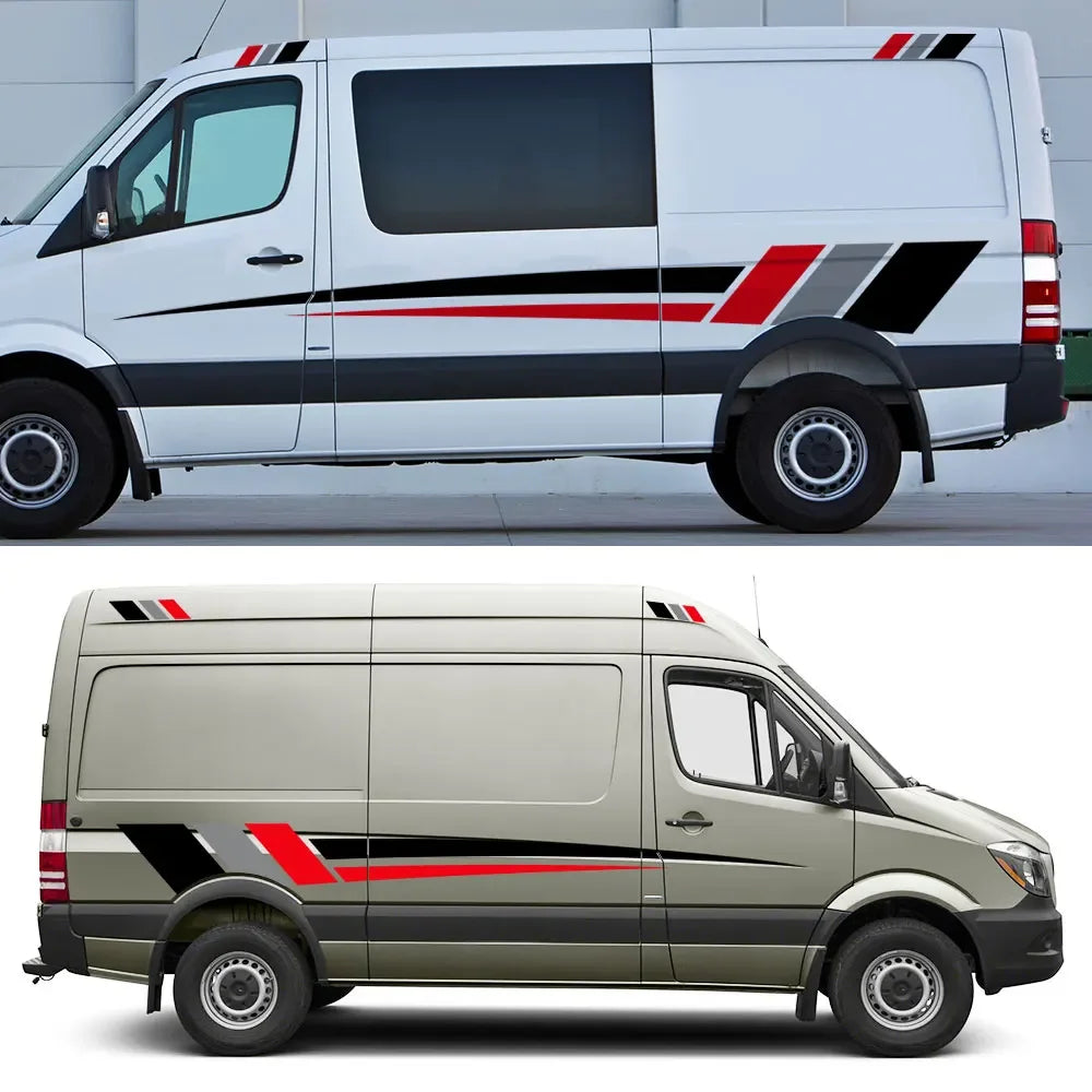 Car Body Side Stickers Graphics Stripes Decor Decal Universal for Van Motorhome RV Camper Cargo Panel Auto Tuning Accessories