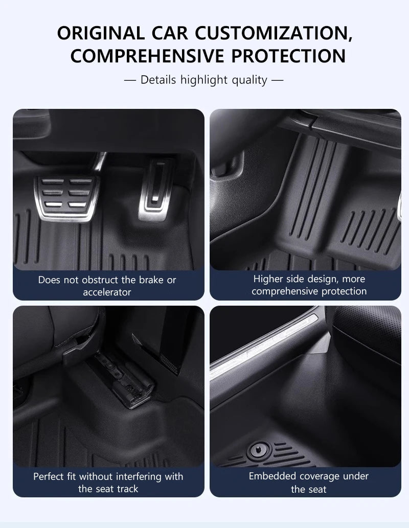 Car Floor Mats For BYD Seagull 2023 - 2024 TPE Trunk Liner Double Layer Foot Carpets Anti - Slip Wear Resistant Protective Pads