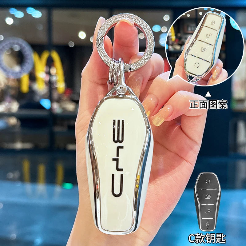ICAR TPU Car Key Case for BYD Atto 3 Han EV Dolphin Durable Second Song Pro Tang Dm QIn PLUS MAX Yuan Key Bag Holder Cover Chain