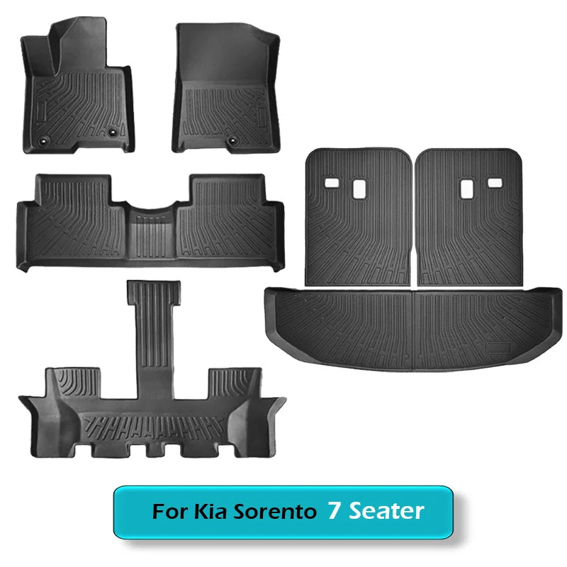 All Weather Floor Mats Cargo Liner for 2021 - 2024 2025 Kia Sorento Hybrid TPE Car Trunk Mat with Backrest Pad PHEV & HEV