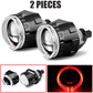 LED Projector Lens 2.5 Inch Bi LED High Low Beam Lights 80mm LED Halo for H4 H7 9005 9006 Car Headlight Bulbs Auto Diodes Turbo