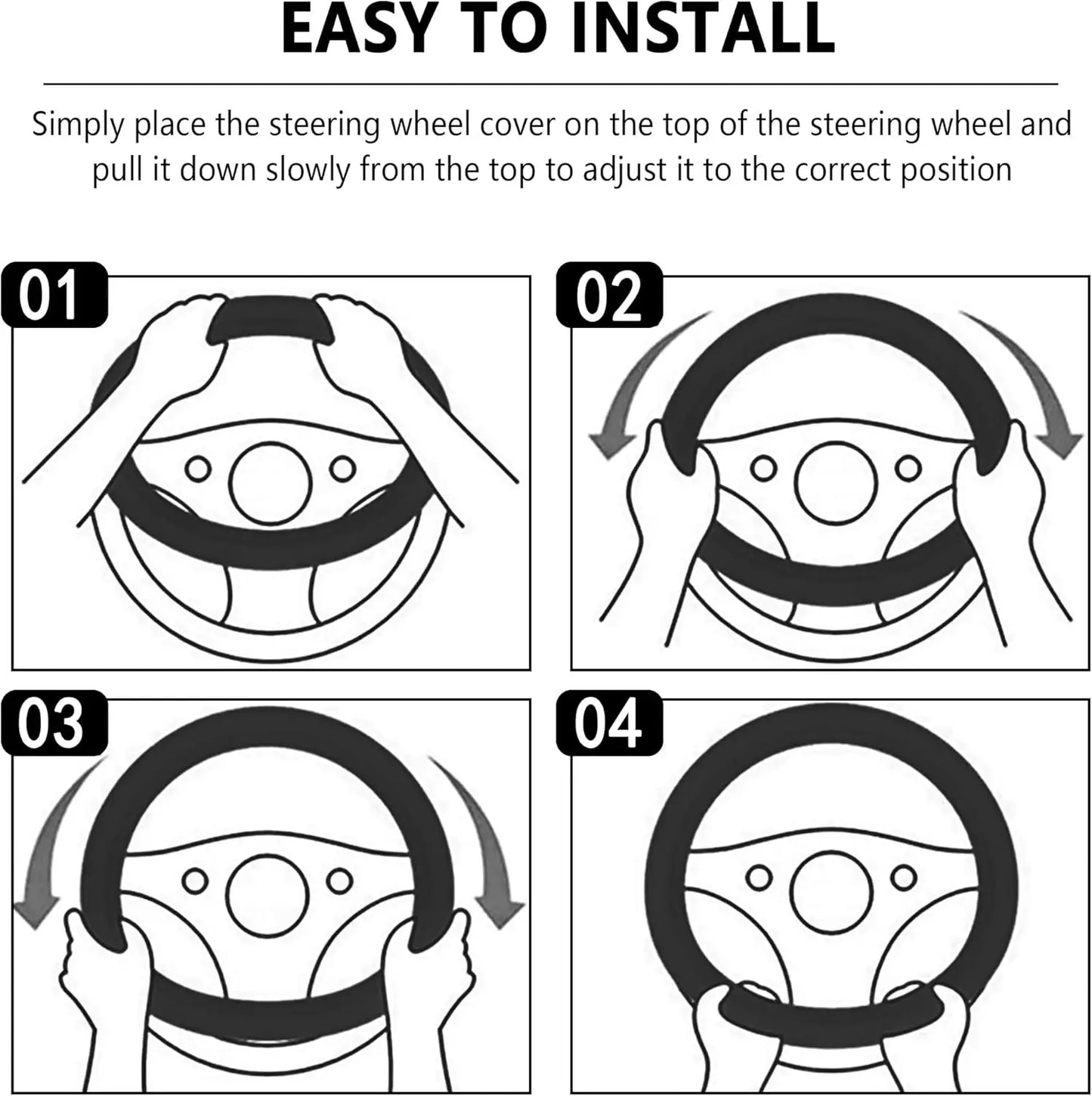 14.5-15inch Steering Wheel Cover Soft PU Leather Car Steering Wheel Cover with Anti-Slip Linning Universal 37-38cm Size