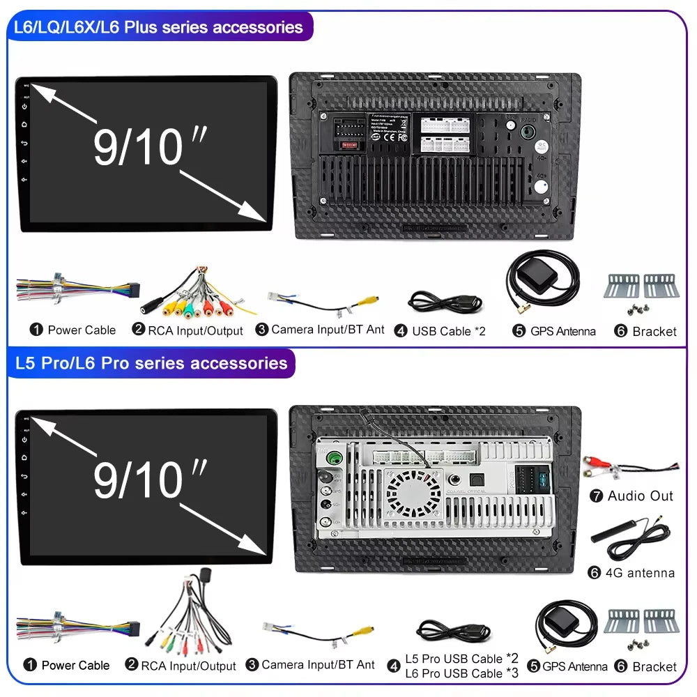 LEHX Universal 9/10 inch Wireless Carplay 2din Android 15 Car Radio Multimedia Video Player AutoRadio GPS Navigation 4G WiFi