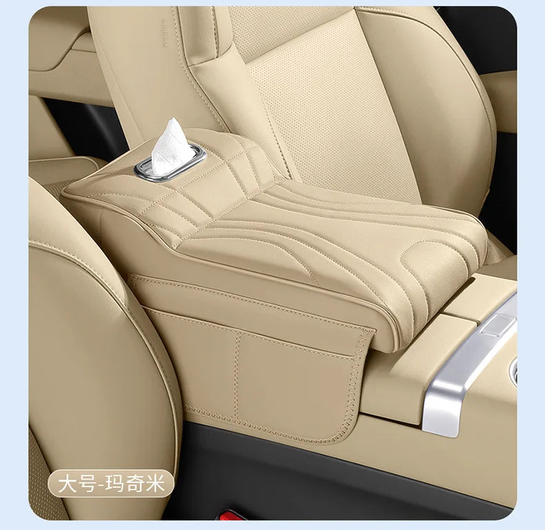Car Armrest Box Height Increase Pad with Storage Bag Car Leather Protective Cover for jaecoo j7 JETOUR T2 Haval H9 2rd 2024 2025