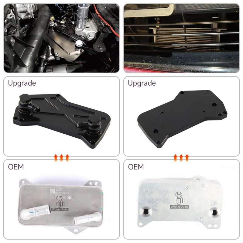 14 Row AN8 Oil Cooler Kit For VW Audi VAG Golf GTI /R MK7 DQ381 DQ380 DQ500 7DSG 2.0 TSI Engine Aluminum