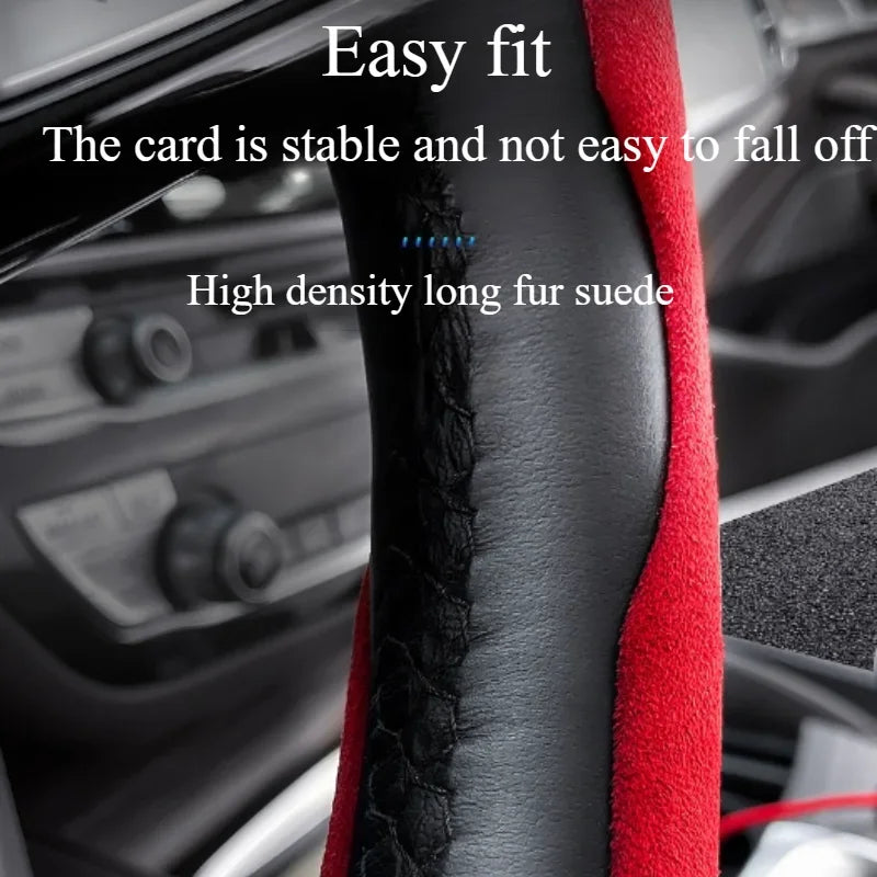 38CM Car Steering Wheel Booster Cover Suede Universal Thicken Non-Slip Auto Interior Steer Protector Decoration Accessories