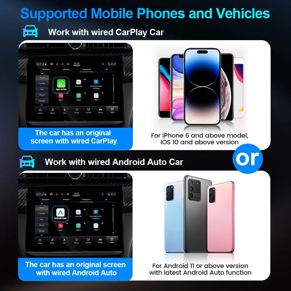 Xiaomi 2025 New! 2-in-1 Mini Wireless Adapter Seamlessly Enable Carplay & Android Auto Plug & Play For Most Vehicle Models