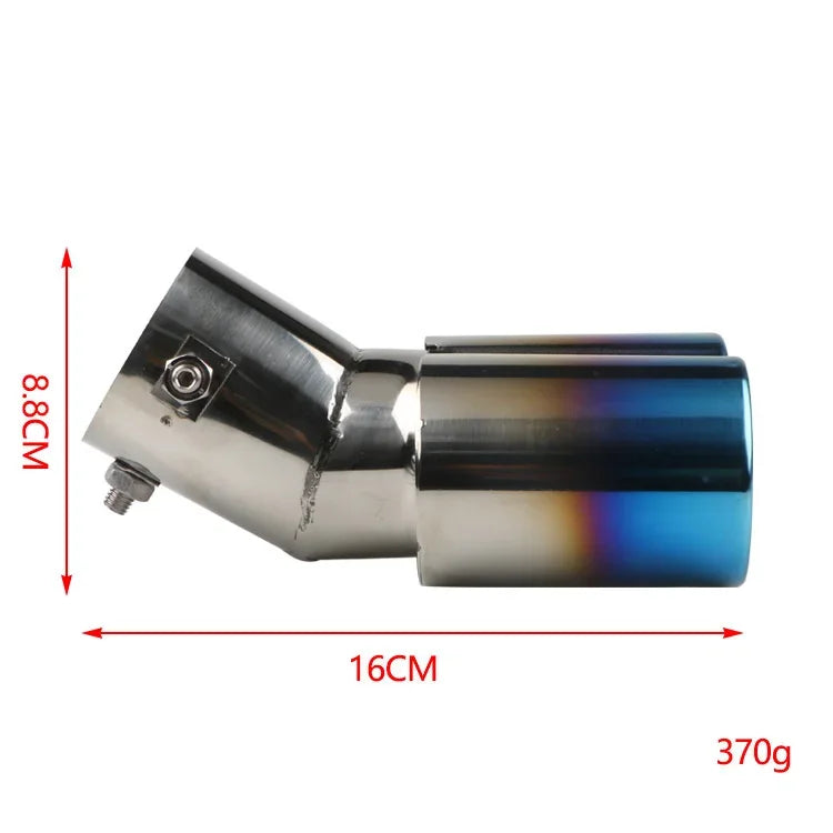 64mm Universal Double Pass Exhaust Pipe Tip Exhaust Silencer Muffler Tip Stainless Steel Pipe Trim Modified Exhause Tail Pipe