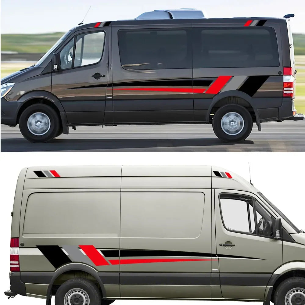 Car Body Side Stickers Graphics Stripes Decor Decal Universal for Van Motorhome RV Camper Cargo Panel Auto Tuning Accessories